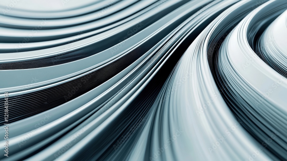 Poster abstract waves in soft silver tones conveying fluidity and motion in a modern artistic design
