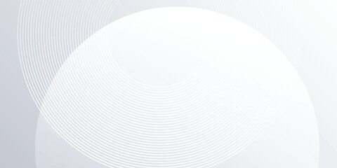 Modern white background with white circle lines. Digital future simple line circle arts design abstract
