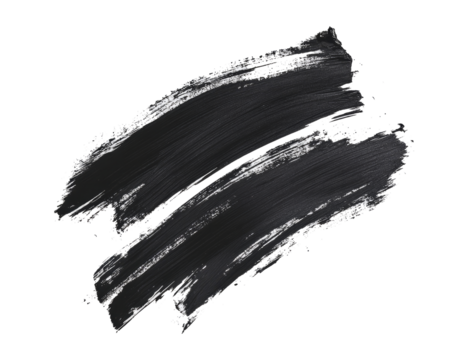 Black watercolor brush stroke isolated on transparent or white background