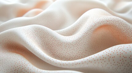Abstract White Fabric with Orange Dot Pattern