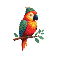 Cute Parrot Bird With Sombrero Hat Cartoon Vector Icon Illustration. Animal Holiday Isolated vector