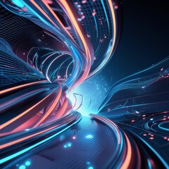 3d illustration of abstract technology background with high tech elements, computer generated