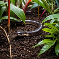 Common European Viper Resting in Woodland Habitat Among Fallen Leaves and Dappled Sunlight