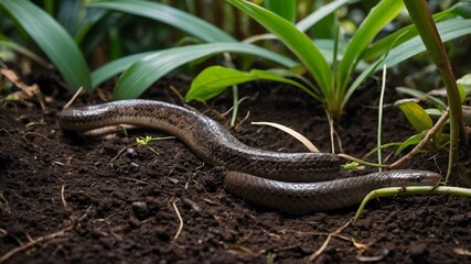 Common European Viper Coiled Among Fallen Leaves in Woodland Habitat with Dappled Sunlight