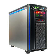 Fototapeta premium Sleek Desktop Computer Case on transparent background.