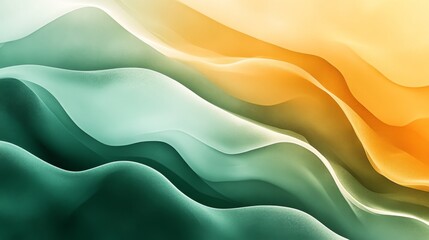 Obraz premium Abstract Green and Orange Wavy Fabric Design
