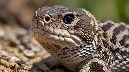 Obraz premium Vibrant Flower Garden with Brahminy Blind Snake Slithering Through