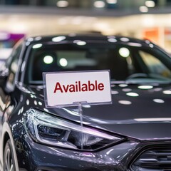 Obraz premium Sleek Car for Rent Urban Center Vehicle Promotion Modern Environment Close-Up Rental Availability Concept