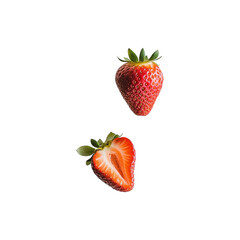 Falling strawberries isolated on transparent or white background