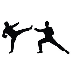 A set of man martial arts vector silhouettes