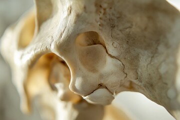 Human pelvis, detailed close-up of skeletal anatomy, showcasing bone structure, medical education, biology studies, and human anatomy research for healthcare professionals.