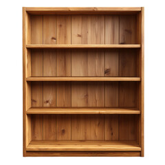 Empty Bookshelf White Background on transparent background.