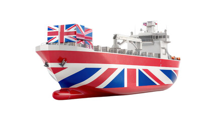 British flag ship with cargo containers, symbolizing trade