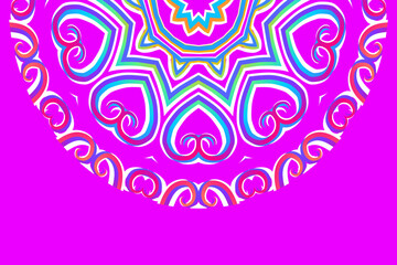 Simple colourful half circle flower line art pattern of indonesian culture traditional tenun batik ethnic dayak ornament	