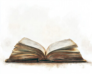 Obraz premium Vintage Open Book Illustration with Antique Pages for Educational and Literary Themes