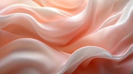 Fototapeta premium Soft Peach and White Silk Fabric Draped in Gentle Waves
