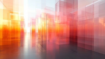 Abstract Glass Cityscape Warm Hues And Shadows