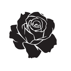 Rose silhouettes vector illustration. Black buds and stems of roses stencils isolated on white background