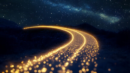 Fototapeta premium A glowing timeline stretched across the stars, symbolizing long-term dreams and aspirations. (2)
