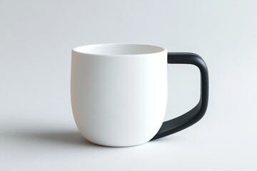 Obraz premium White mug, black handle, studio shot, clean background, product image