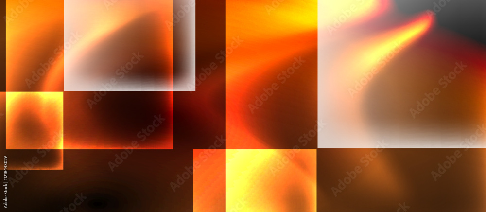 Aufkleber glass squares with neon shiny light abstract background