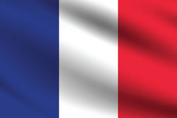 Obraz premium France flag official colors and proportion digital vector illustration. Pleated flag.