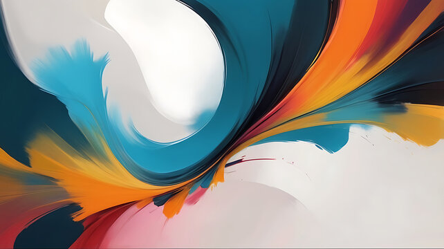 Close up of mastering colorful transitions in abstract digital artwork painting on background.