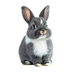 Obraz premium Adorable Grey and White Baby Rabbit Fluffy Fur Long Ears Cute Pet Animal