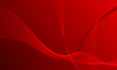 red smooth lines wave curves with soft gradient abstract background