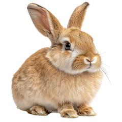 Fototapeta premium Adorable Fluffy Brown Rabbit Sitting Isolated