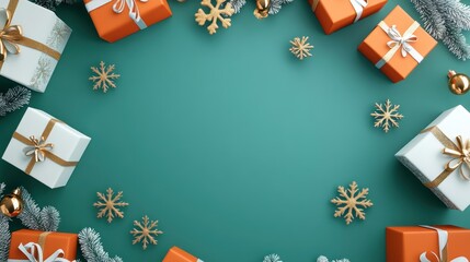 Festive Christmas Gift Background: Teal & Orange Presents
