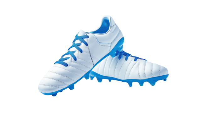 White soccer cleats with blue accents for optimal performance