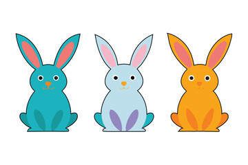 Set of different style Easter bunny vector art illustration.eps