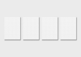 multiple canvas mockups on wall, Four canvas together in a white background