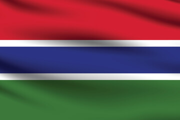 Gambia flag official colors and proportion digital vector illustration. Pleated flag.