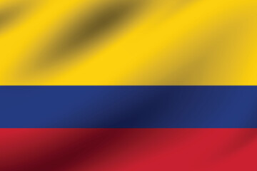 Colombia flag official colors and proportion digital vector illustration. Pleated flag.
