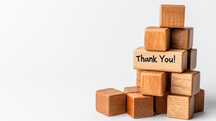 Obraz premium Thank-you cards with wooden blocks minimalist style home decor