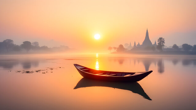Mahakumbh sunset view boat in water, sangam prayagraj || ganga yamuna || triveni sangam || prayagraj || sangam || kumbh mela
