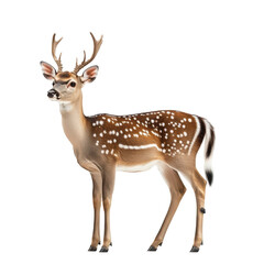 Young Axis Deer Standing Profile Black Background,