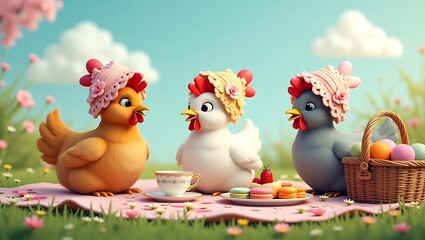 easter eggs and chickens