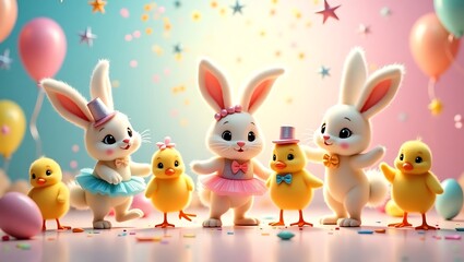 Fototapeta premium easter bunny with eggs