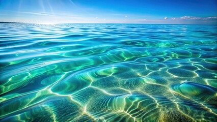 Gentle waves disturb crystal clear water surface, creating intricate ripples, aquatic landscape, water surface disturbance