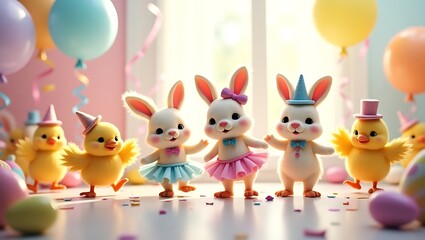 easter bunny with eggs