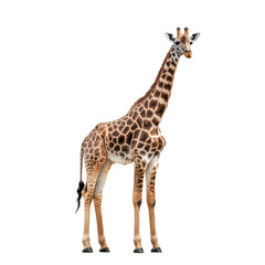 Naklejka premium Young Giraffe on Black Background Wildlife Animal Portrait