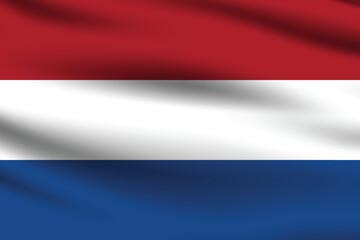 Netherlands flag official colors and proportion digital vector illustration. Pleated flag.