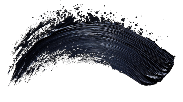 Glittering black brushstroke arc on dark background, ideal for beauty backdrop