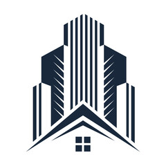 houses and buildings line art minimalist abstract logo vector
