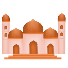 Watercolor Cute Mosque Illustration