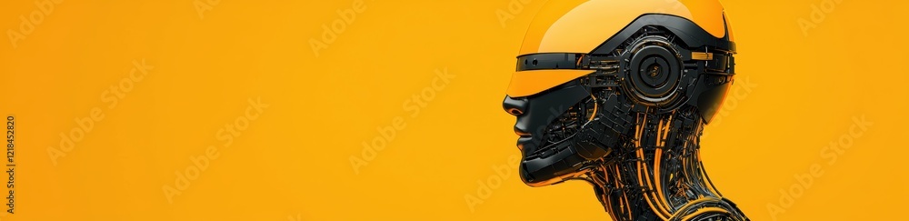 Aufkleber abstract robot head profile a futuristic 3d render of an android in orange and black