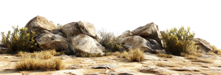 Set of massive boulders in a dry desert landscape